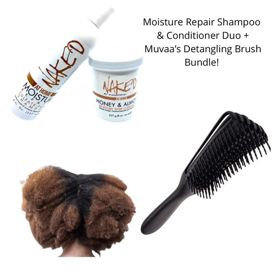 Naked Moisture Repair Shampoo & Conditioner + Muvaa’s Detangling Brush Bundle!